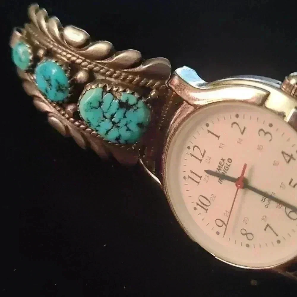 Famous Makers Robert & Bernice Leekya watch tips, Unisex Sterling Turquoise FIRE